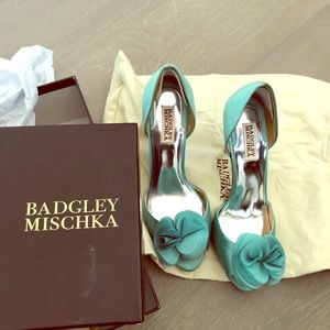 Badgley Mischka Thora D’Orsay blue satin pump